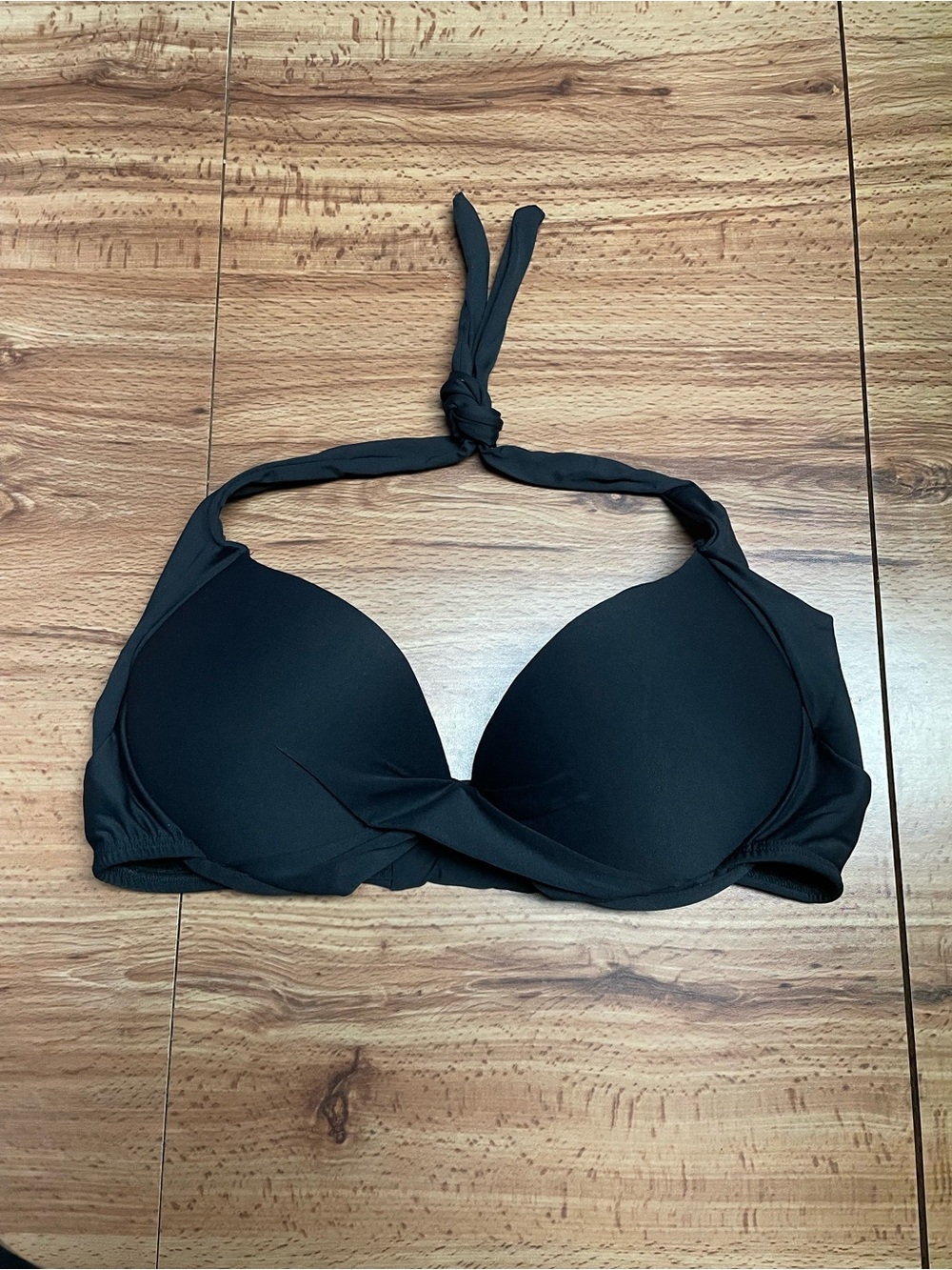 Twisted Black Underwire Halter Bikini Top with Padding Women Swim Adult